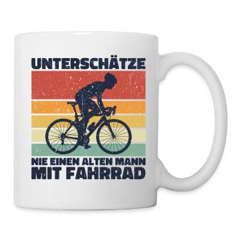 Alter Mann Fahrrad Opa Großvater Papa Geschenk Fun - Tasse - Weiß - Rechts