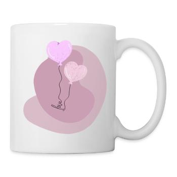 Love Schriftzug 2 Luftballons Herzballons Spruch - Tasse - Weiß - Rechts