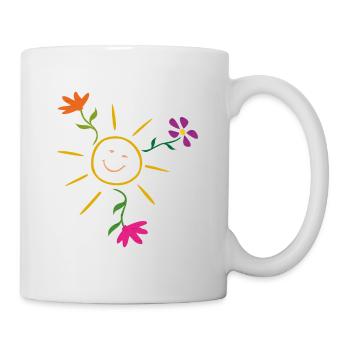 Sonne, Sommer, Blumen, Garten - Tasse - Weiß - Rechts