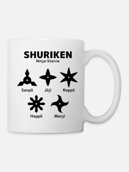 Shuriken - Ninja Sterne - Tasse - Weiß