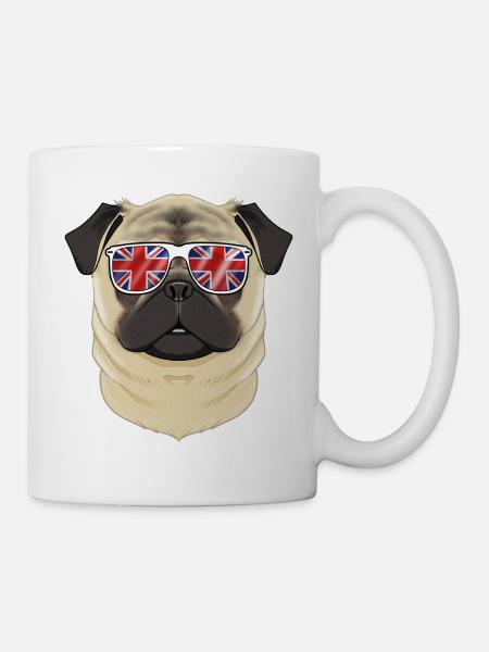 Pug UK Sunglasses I English Flag I Union Jack - Tasse - Weiß