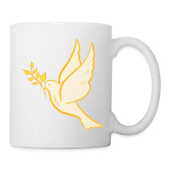 Friedenstaube, hand gezeichnet. Friedenssymbol - Tasse - Weiß - Rechts