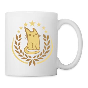 Laurel wreath noble cat logo - Mug - white - Right
