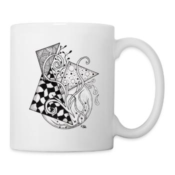 Florale Tangle Zeichnung Geometrisch - Tasse - Weiß - Rechts