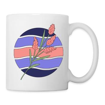 Minimal Blume Wellen Muster Urlaub Ferien Sommer - Tasse - Weiß - Rechts