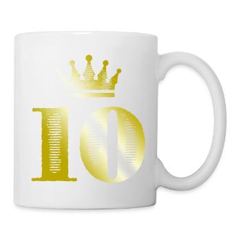 10 Zahl Krone Gold - Tasse - Weiß - Rechts
