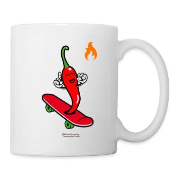 Chili Pepper Chillig auf Skateboard - Tasse - Weiß - Rechts