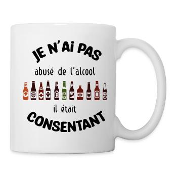 Je n'ai pas abusé de l'alcool, il était consentant - Mug blanc - blanc - Droite