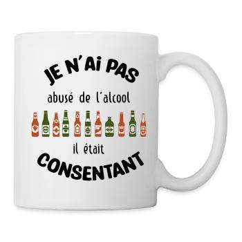 Je n'ai pas abusé de l'alcool, il était consentant - Mug blanc - blanc - Droite