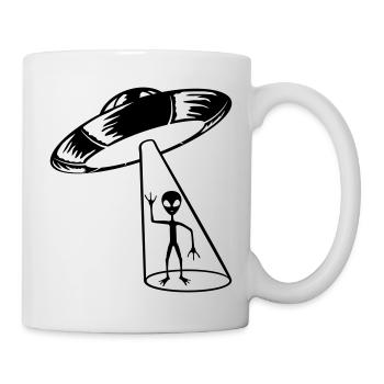 Strahl Ufo Alien winkt - Tasse - Weiß - Rechts