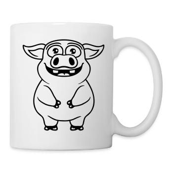 Comic happy little pig - Mug - white - Right