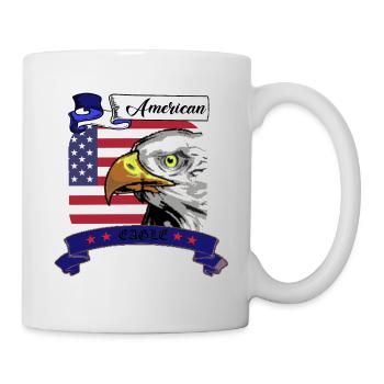 American Eagle, Amerika, Flagge mit Adler - Tasse - Weiß - Rechts
