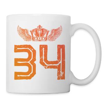 34 Zahl Krone - Tasse - Weiß - Rechts