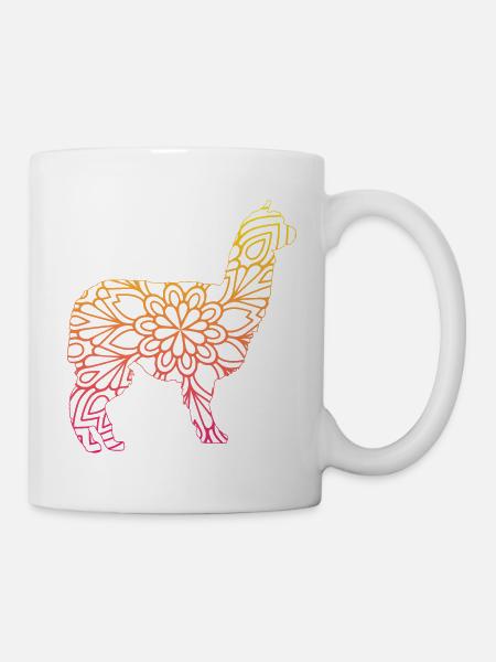 Alpaka Mandala - Tasse - Weiß