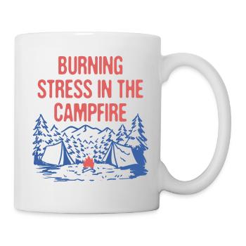 Brûler le stress dans le feu de camp Drôle de camping - Mug blanc - blanc - Droite