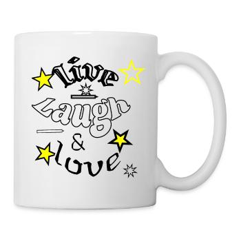 Lebe Lachen und Liebe - Tasse - Weiß - Rechts