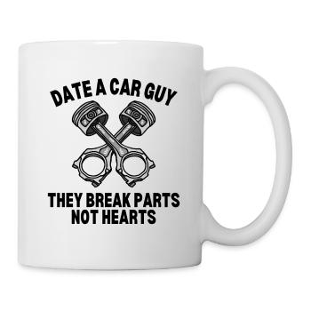 SORTEZ AVEC UN GARS DE VOITURE, ILS BRISENT DES PIÈCES PAS DES CŒURS. - Mug blanc - blanc - Droite