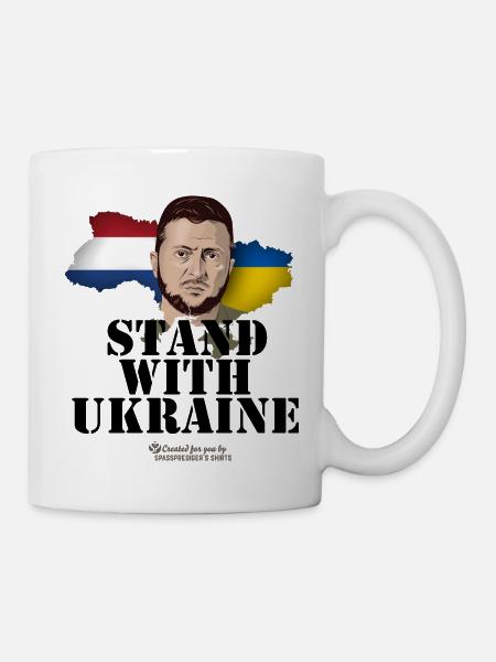 Ukraine T-Shirt Niederlande Stand with Ukraine - Tasse - Weiß