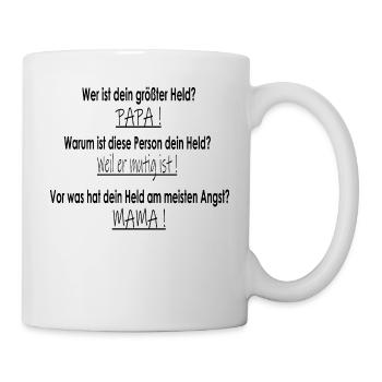 Papa Held der Familie lustiger Spruch schwarz - Tasse - Weiß - Rechts