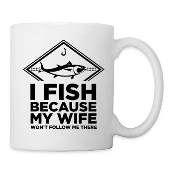 I FISH BECAUSE MY WIFE WONT FOLLOW ME THERE - Mug - white - Right