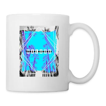Malaga Spain City Skyline Summer Holiday Palm Trees - Mug - white - Right