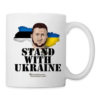 Selenskyj T-Shirt Estland Stand with Ukraine - Tasse - Weiß - Rechts
