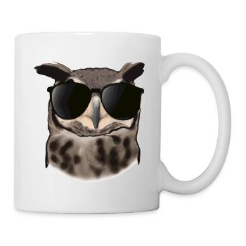 Eule mit Sonnenbrille Geschenkidee - Tasse - Weiß - Rechts