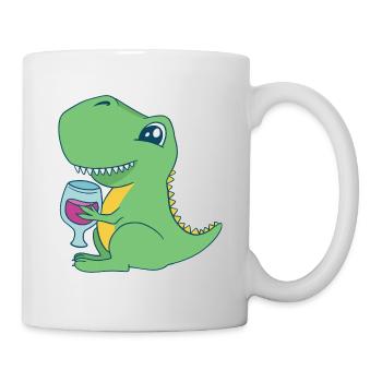 Dino Wine Dinosaur T-Rex Red Wine Glass Alcohol - Mug - white - Right