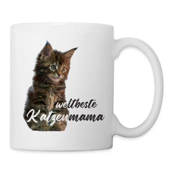 weltbeste Katzenmama - Tasse - Weiß - Rechts