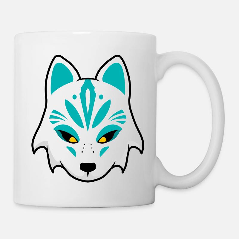 Kitsune Masque bleu - Mug blanc - blanc
