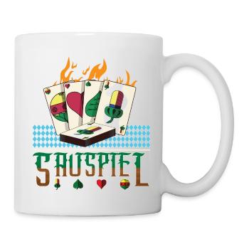 Brennende Schafkopf Karten - Tasse - Weiß - Rechts