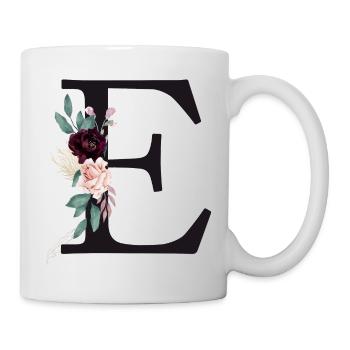 Personalisierbar Monogramm E Floral - Tasse - Weiß - Rechts