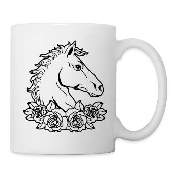 Horse Flower Grafik Reiten, Reiten - Tasse - Weiß - Rechts