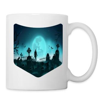 Full Moon Zombie Creepy Breast Pocket Halloween - Mug blanc - blanc - Droite