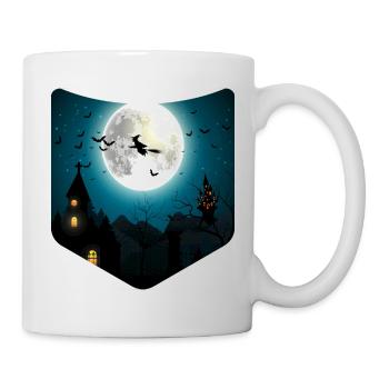 Full Moon Witch Creepy Breast Pocket Halloween - Mug blanc - blanc - Droite
