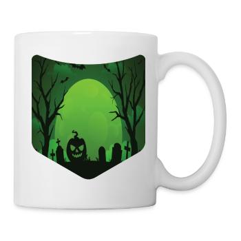 Full Moon Creepy Chest Pocket Pumpkin Halloween - Mug - white - Right