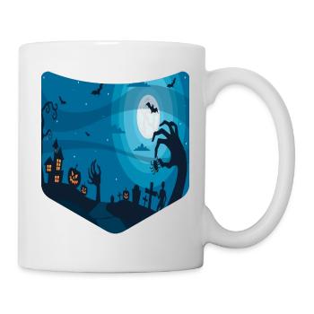 Pumpkin Full Moon Creepy Breast Pocket Halloween - Mug - white - Right