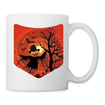 Fledermaus Kürbis Gruselige Brusttasche Halloween - Tasse - Weiß - Rechts