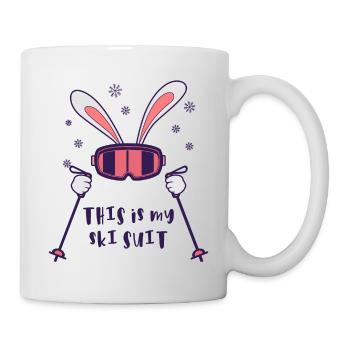 This is my Ski Suit Skiing Rabbit with ski poles - Mug - white - Right