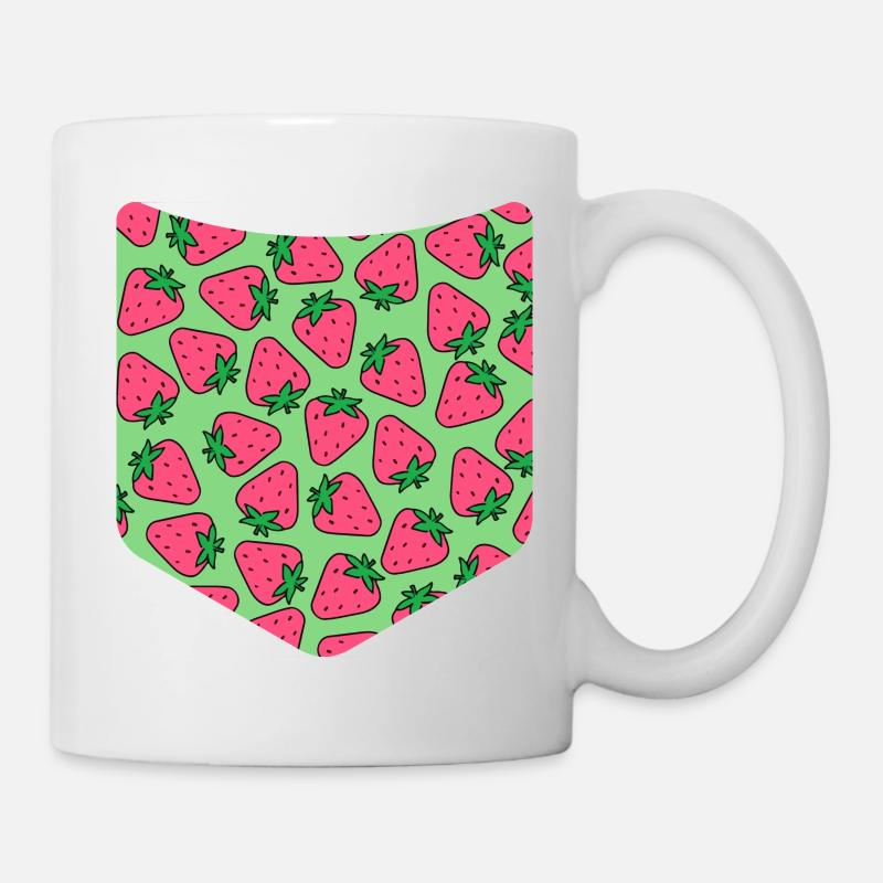Erdbeeren Muster Sommer Obst Brusttasche Erdbeere - Tasse - Weiß