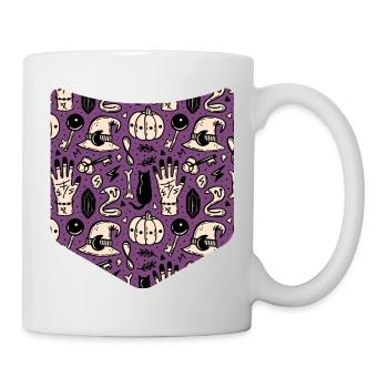 Wicca Sorcière Citrouille Creepy Breast Pocket Halloween - Mug blanc - blanc - Droite