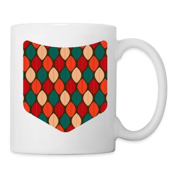 Natur Garten Buntes Laub Muster Brusttasche Herbst - Tasse - Weiß - Rechts