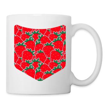Strawberries Pattern Fruit Fruit Breast Pocket Strawberry - Mug - white - Right