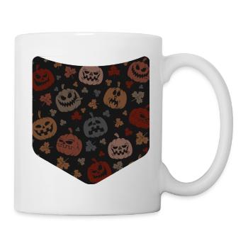 Creepy Pumpkin Autumn Breast Pocket Halloween - Mug - white - Right