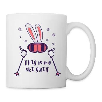 This is my Ski Suit Skiing Rabbit with ski poles - Mug - white - Right