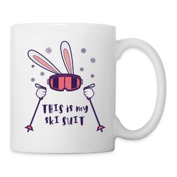 This is my Ski Suit Skiing Rabbit with ski poles - Mug - white - Right