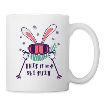 This is my Ski Suit Skiing Rabbit with ski poles - Mug - white - Right