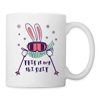 This is my Ski Suit Skiing Rabbit with ski poles - Mug - white - Right