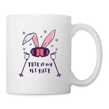 This is my Ski Suit Skiing Rabbit with ski poles - Mug - white - Right