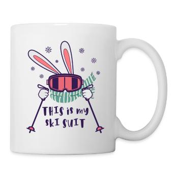 This is my Ski Suit Skiing Rabbit with ski poles - Mug - white - Right